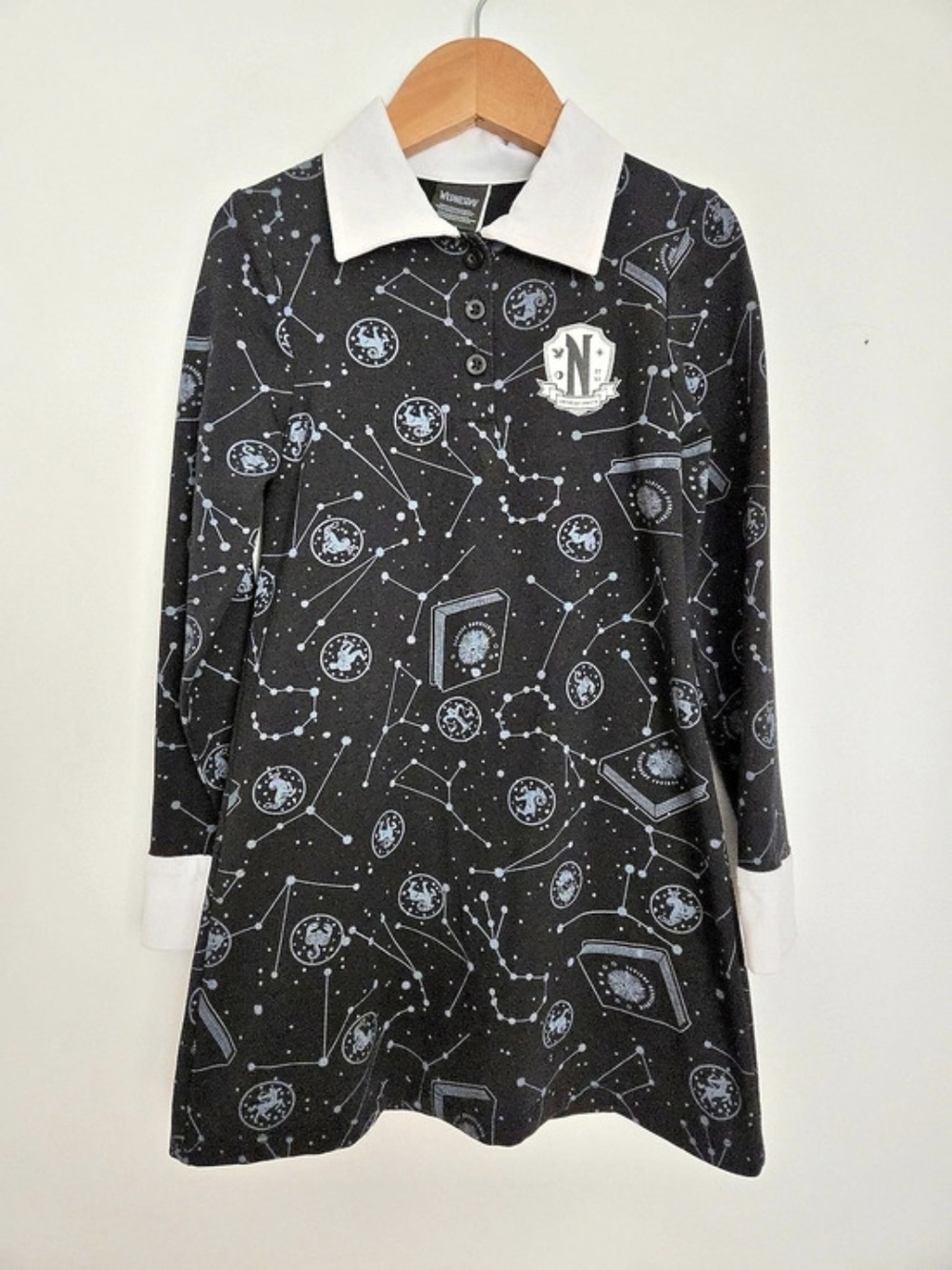 Kids Wednesday Black & White Collared Dress Size XS